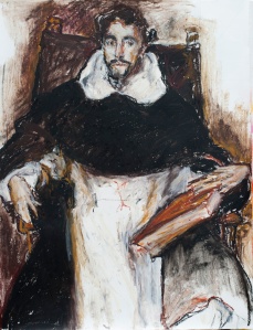 Kim Shannon "After El Greco" oil stick on paper
