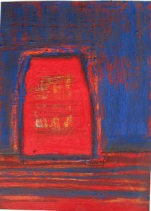 Lucinda McDonald "Red Jar 1" Oil pastel on paper  